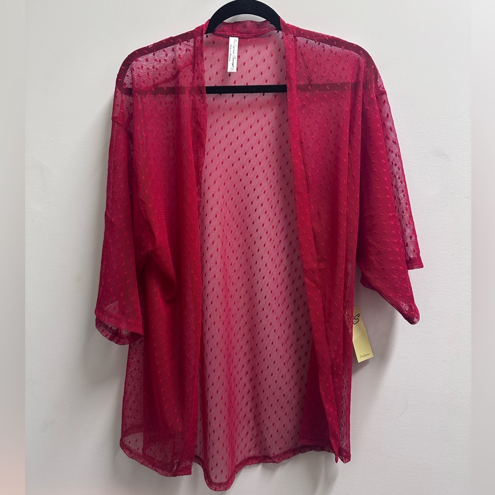NWT Red Sheer Mesh Fabric Size Small POLKA DOT